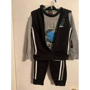 Boys 3 Piece outfit ,  Long Sleeve Shirt, Vest 3T